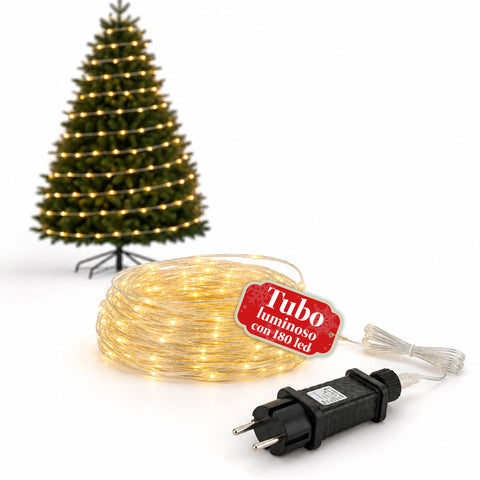 Tube lumineux LED de 10 m avec 180 LED blanc chaud et 8 effets lumineux