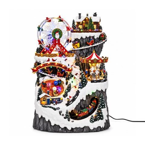 Village de Noël lumineux et musical avec manèges H76 cm