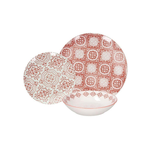 Service 18 pièces en porcelaine Corail