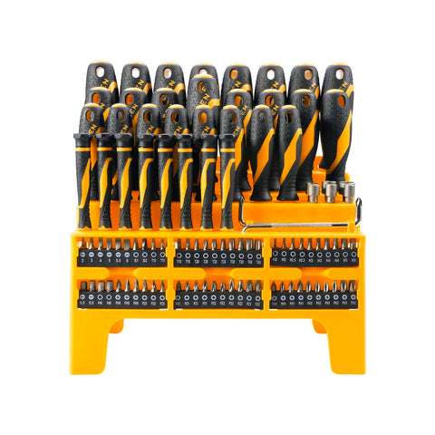 Set de 100 Pièces d'Outils de Travail Avec Tournevis Assortis, Embouts et Douilles