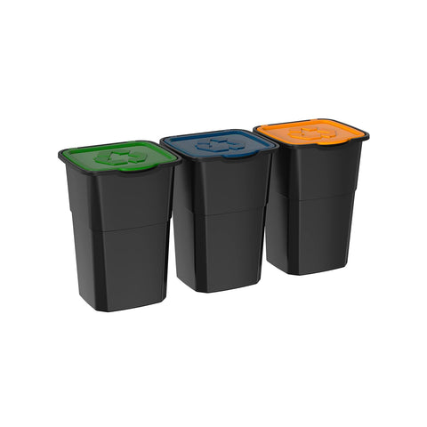 Lot de 3 poubelles de tri sélectif 25 L
