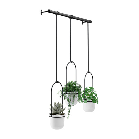 Lot de 3 suspensions décoratives en acier blanc/noir