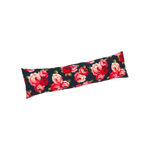 Boudin de porte noir avec décoration roses en polyester doux et flexible