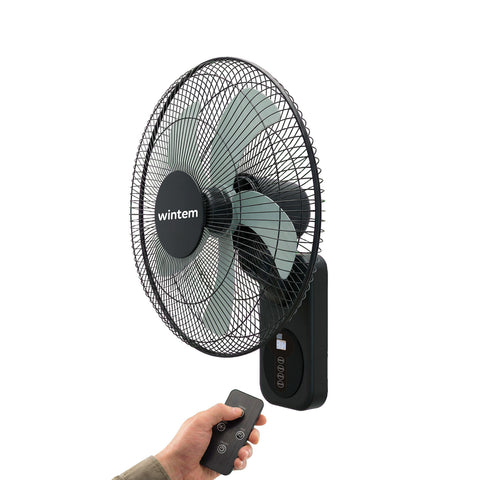 Barrow Ventilateur Mural Noir 40cm 60W - 8 Vitesses avec Télécommande et Minuteur 9h - Oscillation 120° et Inclinaison 30°