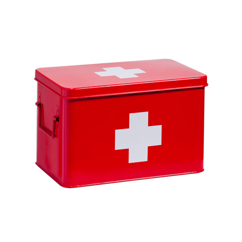 Boîte de premiers secours en métal rouge