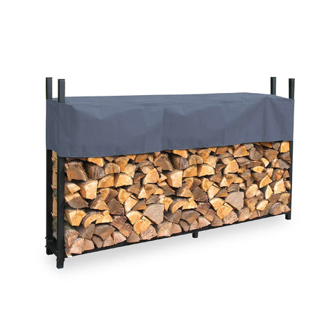 Range-bûches d’extérieur en acier avec bâche de protection, 200x25x115 cm
