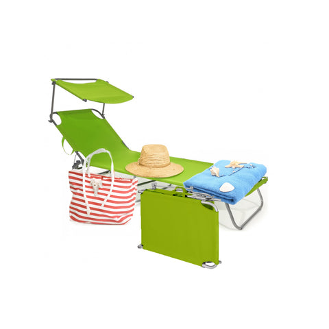 Transat de jardin et de plage avec pare-soleil et dossier réglable