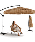zendea ombrellone lampara da giardino effetto rafia altezza 275m con struttura in acciaio al carbonio con manovella e sostegno a croce ean 8050030810720