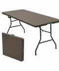 zendea tavolo pieghevole richiudibile a valigetta portatile effetto rattan in resina pp ean 8050030810614