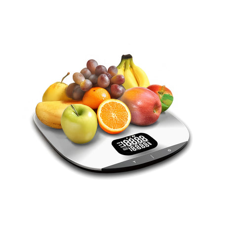 Balance de cuisine en acier 5 kg – Ultra-compacte, Écran LCD, Fonction tare