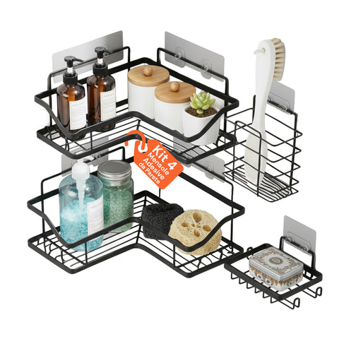 avilia home kit 4 mensole adesive da parete in metallo con ganci senza fori ean 8052879010996