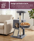 puppy lovers albero tiragraffi per gatti multilivello h 87 cm in sisal con amaca piattaforme e gioco a pallina 45x40 cm ean 8054806950481