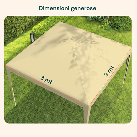 zendea gazebo 3x3mt per esterni con copertura impermeabile e telaio in acciaio ean 8015361713188