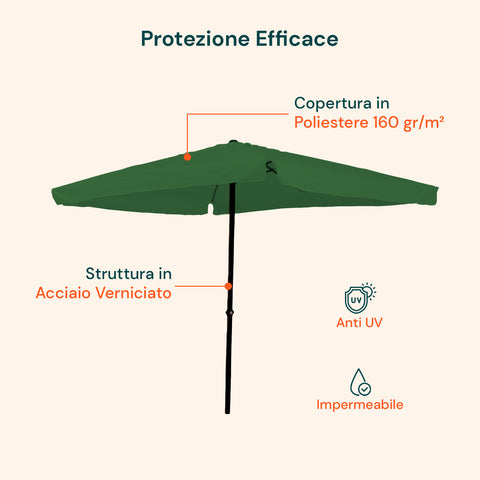 zendea ombrellone da giardino 3x3 regolabile con snodo inclinabile e carrucola ean 8015361595395