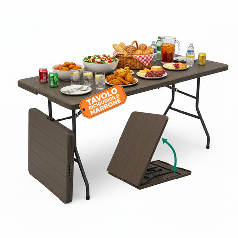 Table pliante portable effet rotin en résine PP