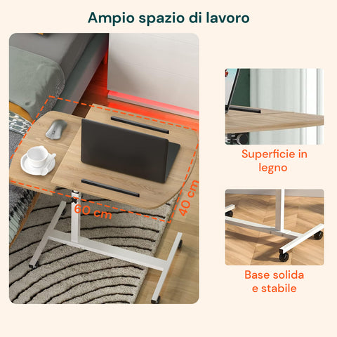 avilia scrivania regolabile con ruote e ripiano inclinabile salvaspazio multiuso ean 8056819050271