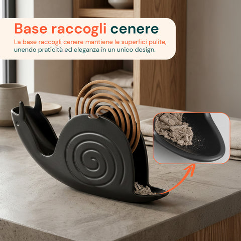 avilia home porta zampirone a forma di lumaca supporto per spirali antizanzare in abs con base raccogli cenere design universale riutilizzabile dimensioni 18x32x75cm ean 8052879014048