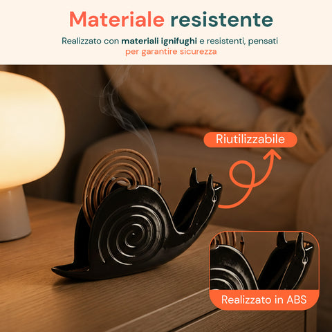 avilia home porta zampirone a forma di lumaca supporto per spirali antizanzare in abs con base raccogli cenere design universale riutilizzabile dimensioni 18x32x75cm ean 8052879014048