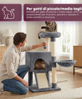puppy lovers albero tiragraffi per gatti multilivello h 87 cm in sisal con amaca piattaforme e gioco a pallina 45x40 cm ean 8054806950481