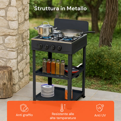 staylux cucina a gas da esterno con supporto e 2 ripiani acciaio potente e pratica ean 8055954980054