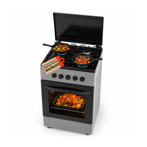 wintem cucina a gas 50x50 cm con forno a gas 49 litri 4 fuochi di diversa potenza valvole di sicurezza e coperchio ean 8056819078930