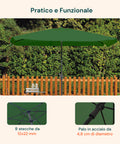 zendea ombrellone da giardino 3x3 regolabile con snodo inclinabile e carrucola ean 8015361595395