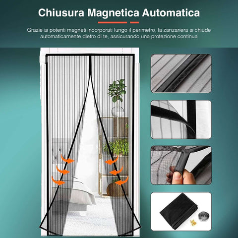 Patagonia Zanzariera Magnetica Nera 240x140 con Tessuto Resistente e Montaggio Facile Ean 8050030810386