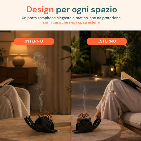 avilia home porta zampirone a forma di lumaca supporto per spirali antizanzare in abs con base raccogli cenere design universale riutilizzabile dimensioni 18x32x75cm ean 8052879014048