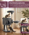 puppy lovers albero tiragraffi per gatti multilivello h 87 cm in sisal con amaca piattaforme e gioco a pallina 45x40 cm ean 8054806950481