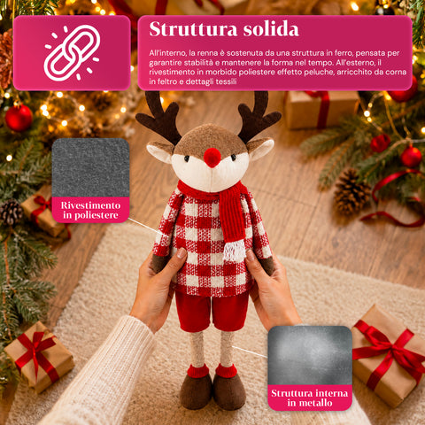 saint joy renna natalizia estendibile 45 80 cm con gambe telescopiche struttura in ferro 2 outfit scandinavo o country ean 8056819079593