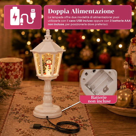 saint joy lampada natalizia con neve luci led e musica usb 2 colori ean 8050043128195