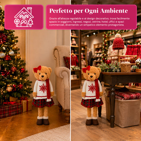 saint joy orsacchiotto natalizio estendibile 40 75 cm con gambe telescopiche e struttura in ferro 2 outfit disponibili ean 8056819079555