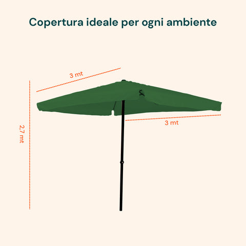 zendea ombrellone da giardino 3x3 regolabile con snodo inclinabile e carrucola ean 8015361595395