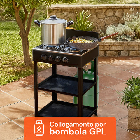 staylux cucina a gas da esterno con supporto e 2 ripiani acciaio potente e pratica ean 8055954980054