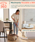 avilia home kit mocio rotante 360 con secchio 14l 46x27x22cm e centrifuga in acciaio include 2 testine in microfibra dosatore sapone e asta telescopica set lavapavimenti universale con ruote e scarico ean 8052879013140