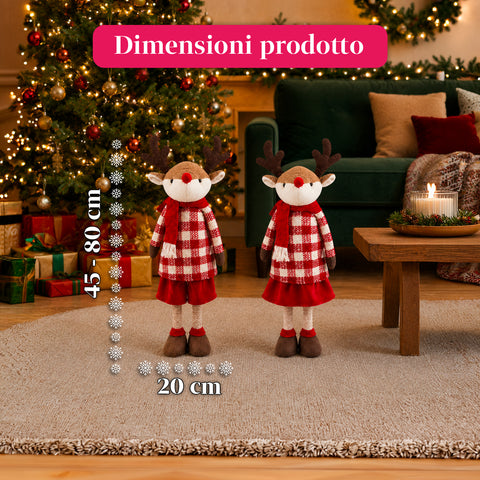 saint joy renna natalizia estendibile 45 80 cm con gambe telescopiche struttura in ferro 2 outfit scandinavo o country ean 8056819079593