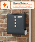 avilia home cassetta postale in acciaio inox con serratura e scomparto giornali ean 8052879011146