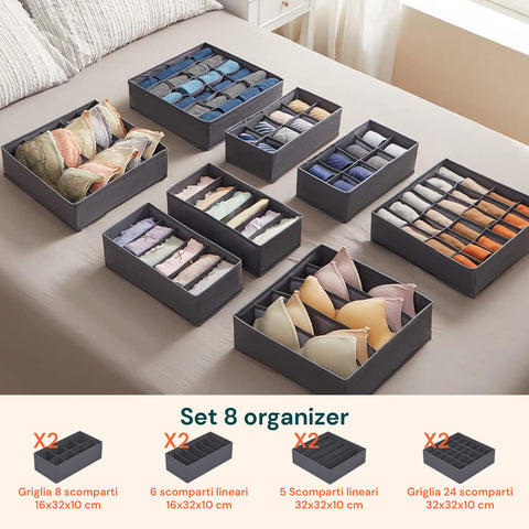 avilia home divisori cassetti set 8 organizer pieghevoli per armadio e como ean 8052879011108