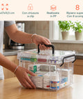 avilia home organizer per farmaci trasparente a 2 livelli con maniglia e chiusura a clip 8 scomparti superiori 235x17x135 cm ean 8052879011375