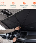 avilia home parasole per auto a ombrello protezione raggi uv universale dimensioni 140x80cm struttura a 10 aste in ferro e tessuto 170t pieghevole con custodia salvaspazio raffresca abitacolo ean 8052879014031
