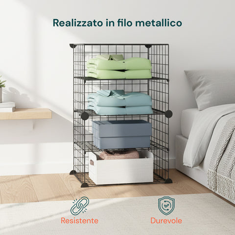 avilia home scaffale modulare a rete 4 ripiani organizer multiuso e resistente ean 8056819052879