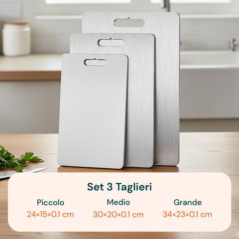 avilia home set 3 taglieri bifacciali varie dimensioniin acciaio inox antiruggine ean 8052879011498