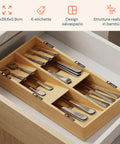 axentia organizer portaposate in bambu con 6 scomparti ed etichette per cassetti cucina 20x39 cm in legno naturale ean 8052879012051