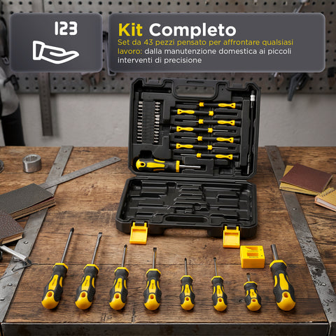 daimann set cacciaviti magnetici professionali 43 pezzi con valigetta kit giraviti con magnetizzatore e smagnetizzatore punte antiscivolo e impugnatura ergonomica ean 8056590070451
