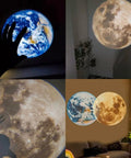 Proiezione nitida e realistica di terra e luna su parete con LED a basso consumo energetico per atmosfera suggestiva e rilassante