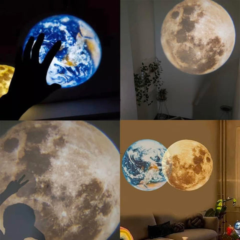 Proiezione nitida e realistica di terra e luna su parete con LED a basso consumo energetico per atmosfera suggestiva e rilassante