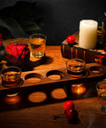 oem porta bicchierini chupitos in legno con 6 shot glass da 40ml 45 cm ean 4029811318032