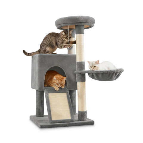 puppy lovers albero tiragraffi per gatti multilivello h 87 cm in sisal con amaca piattaforme e gioco a pallina 45x40 cm ean 8054806950481
