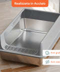 puppy lovers kit lettiera acciaio per gatti completo di coperchio paletta e sacchetto p ean 8054806950238