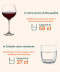 rcr set aliseo12 pezzi 6 calici burgundy per vini e 6 bicchieri in cristallo ean 8056819067385